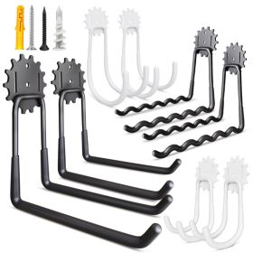 Garage hooks Black and white 8-piece garage hooks Heavy duty utility steel garage storage hooks, utility garage wall hooks for hanging bicycles