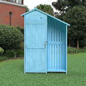 Outdoor 46.45 "x21.25"x70"H Wood Storage Shed, Garden Tool Cabinet with Waterproof Asphalt Roof, Multiple-tier Shelves, Tiffany blue