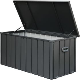 120 Gallon Outdoor Storage Deck Box Waterproof, Large Patio Storage Bin for Outside Cushions, Throw Pillows, Garden Tools, Lockable (Dark Gray) (Color: as Pic)