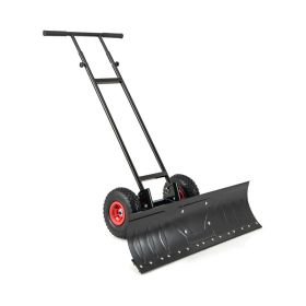 Snow Shovel with Wheels for Outdoor Driveway (Color: Black, type: Snow Shovels)